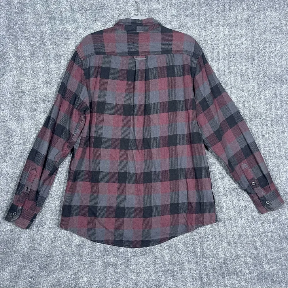 Orvis Mens Large Plaid Flannel Big Bear Shacket‎ Heavyweight Maroon Shirt Jacket